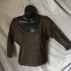 Shoulder hole top blouse brown